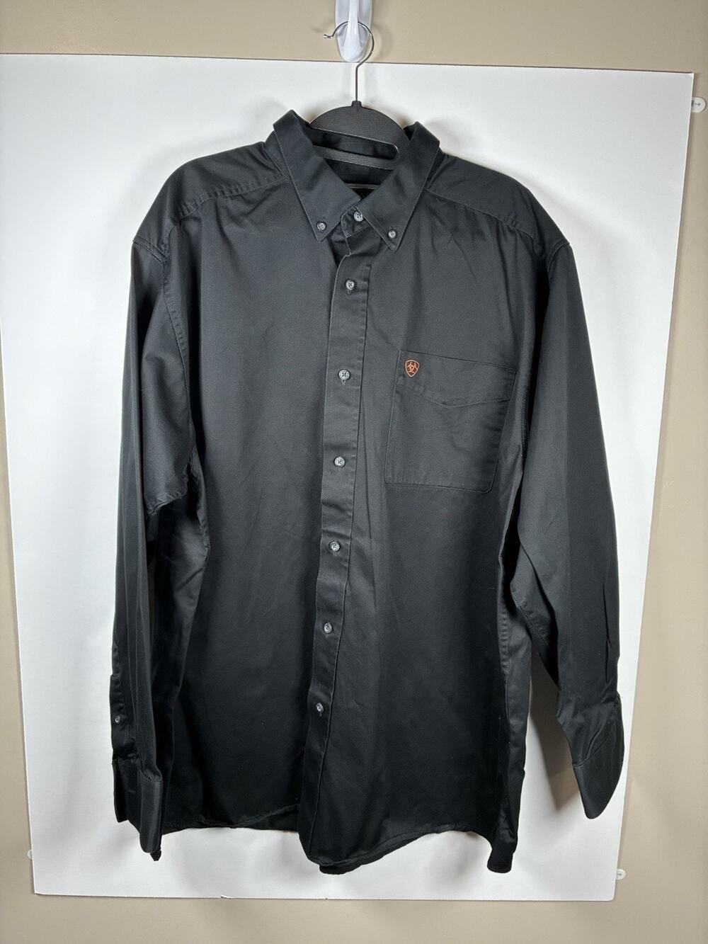 Ariat Mens XL Black Cotton Twill Western Button Down Shirt Long Sleeve Cowboy